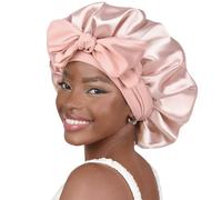 (Rose pink) Silk Satin Bonnet for Hair Care - Pink, Adjustable