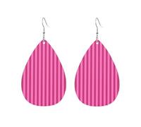 Rose-Pink Stripes Yellow Black Brown Checkered Women Earrings Candy Colored Lightweight Double-Side Printed Drop Dangle Earring