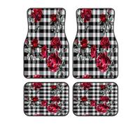 Rose Plaid Check Pattern Car Floor Mats Set of 4