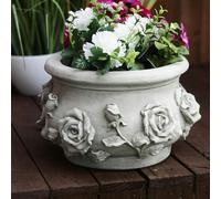 Rose Pot' Stone Cast Garden Plant Pot