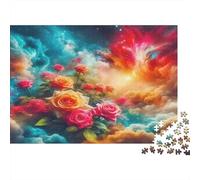 Rose Premium Paper Red And Yellow Roses in Cosmic Clouds DIY Jigsaw Puzzle Beginner Friendly Educational Toy 52x38cm/1000pcs
