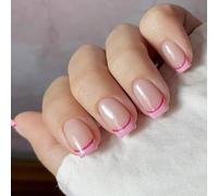 Rose Press On Nails Square Fake Nails Shiny Stick On Full Covers False Acrylic Glue For Women Rose Fake Nail