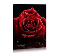 DEORAIO Rose Print Canvas Wall Art Modern Rose Wall Decor Red Wall Art Decorations Flower Picture for Home Modern Bathroom Bedroom Living Room Framed Ready To Hang 12x16 inches