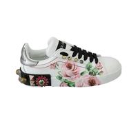 Rose Print Floral Style Trainers, female, Dolce & Gabbana, Sneakers, White, 2 UK, Shoes 2 UK