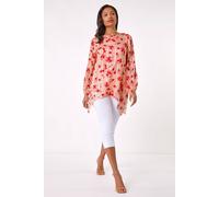 Rose Print Metallic Tunic Top Roman Light Pink 16