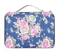 Rose Printed Pencil Case, Multi Layer Zipper Pen Holder with 252 Slots, Large Capacity PU Leather Storage Pocket for School Office Art Students, Portable and Space Saving Design (Rose flower on blue