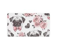 Rose Pug Dogs Love Heart Gaming Mouse Pad Computer Laptop Desk Mat Rubber Base Large Mousepad