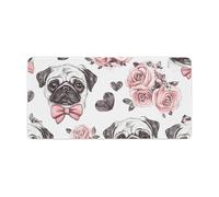 Rose Pug Dogs Love Heart Gaming Mouse Pad Computer Laptop Desk Mat Rubber Base Large Mousepad