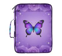 Rose Purple Butterfly Starry Expandable File Pocket 7 Pockets A4 Letter Size with Zipper Closure for Business Plastic File Organizer carpetas de