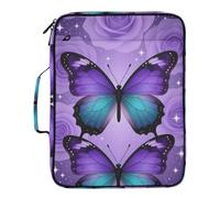Rose Purple Butterfly Starry Stars Document Folder 7 Pockets A4 Letter Size with Zipper Closure for Paperwork Office Folders carpetas de