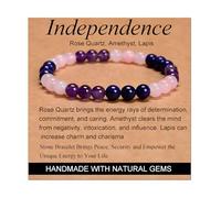 Rose Quartz Amethyst Lapis - Independence - Stretch Elastic Bracelet Natural Stone Crystal Healing Power Energy Gifts for Unisex Adult 6mm
