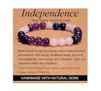 Rose Quartz Amethyst Lapis - Independence - Stretch Elastic Bracelet Natural Stone Crystal Healing Power Energy Gifts for Unisex Adult 8mm