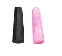 Rose Quartz, Black Tourmaline Tower Wand Obelisk Jumbo Reiki Crystal Gemstone Table Décor