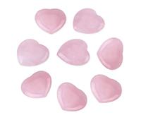 Rose Quartz Carved Heart-shaped Crystal Healing Stone Semi-precious Gemstone Decoration (8pcs)