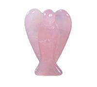 (Rose Quartz) - Carved Rose Quartz Peace Angel Pocket Guardian Angel Healing Statue 5.1cm