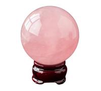 Rose Quartz Crystal Ball - Gemstones Sphere with Base Divination Aura Home Desk Decor Sculpture,70-80mm Gemstone Stone