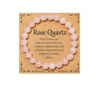 Rose Quartz Crystal Beaded Bracelet for Women Ladies Gemstone Bracelet Natural Stone Anxiety Healing Protectio Jewellery Gifts for Her Girls Mum Daughter Girlfriend Christmas Valentines Gift