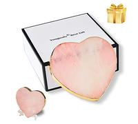 Rose Quartz Crystal Coaster Heart Pink Agate Coaster for Drinks,Natural Gemstone Coaster Cup Mat,Rose Coaster Decoration for Valentine’s Day Wedding Gifts by Yougoals (Pink, 1)