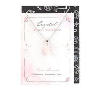 Rose Quartz Crystal Moon Necklace on Greeting Card - Stunning Healing Stone Pendant, Gift Spiritual Jewelry Gift for Women, Includes Inspirational Message, Gift for Birthdays & Special Occasions