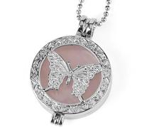 Rose Quartz Crystal Necklace for Women Men,Essential Oil Diffuser Charm with Silver Chain,Locket Aromatherapy Pendant Chork Amulet Jewelry Gifts for Girls Birthday Christmas Rose Quartz