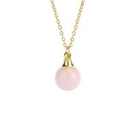 Rose Quartz Crystal Necklace with Golden Chain,Essential Oils Diffuser Necklaces for Women Fshion Small Ball Pendant Chork Amulet Jewelry Gifts for Girls Birthday Christmas Rose Quartz