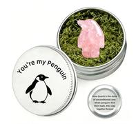 Rose Quartz Crystal Penguin Pocket Hug Gift in a Tin - 'You're My Penguin' Love Keepsake, Healing Crystal Figurine for Romantic Gifts for Him Her, Anniversary, Birthday Gift for Husband and Boyfriend