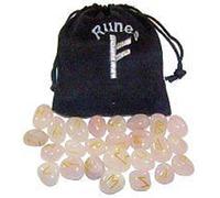Rose Quartz Crystal Rune Set