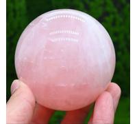 Rose Quartz Crystal Spheres Magic Ball Ornament with Wood Stand for, Scrying,Decoration,Feng Shui Stone,7.5~8cm
