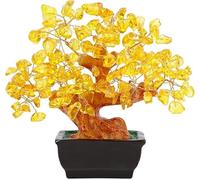 Rose Quartz Crystal Tree Pink Room Home Desk Office Decor Feng Shui Knick Knacks Accessories Japanese Cheery Blossom Decorations Crystals Valentine Gifts for Women Office Decor (Yellow-citrine)