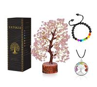 Rose Quartz Crystal Tree - Positive Energy - Healing Crystals and Gemstone - Pink Ornaments - Crystal Money Tree - Reiki Supplies - Gemstone Tree - Spiritual Gifts for Women - Pink Home Accessories