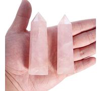 Rose Quartz Crystal Wand-2 Pcs 3.1''-3.5'' Rose Quartz Wands, Rose Quartz Healing Crystal and Stones, Gift Box Packaging