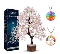 Rose Quartz Gemstone Tree, Chakra Pendants, Crystal Tree of Life, Crystals and Healing Stones, Positive Energy, Office Desk Decor, Good Luck Healing Crystals, Home Decor, Gifts for Women 10-12"