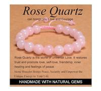Rose Quartz - Love and Courage - Handmade Yoga Natural Stone Crystal Healing Power Energy Gifts for Unisex Adult Bracelet Macrame Adjustable 10mm
