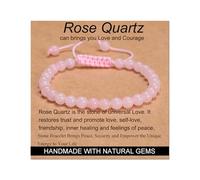 Rose Quartz - Love and Courage - Handmade Yoga Natural Stone Crystal Healing Power Energy Gifts for Unisex Adult Bracelet Macrame Adjustable 8mm
