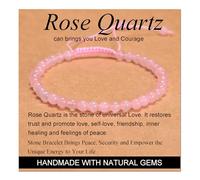 Rose Quartz - Love and Courage - Handmade Yoga Natural Stone Crystal Healing Power Energy Gifts for Unisex Adult Bracelet Macrame Adjustable 4mm