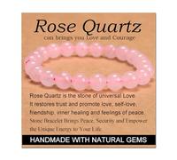 Rose Quartz - Love and Courage - Handmade Yoga Stretch Elastic Bracelet Natural Stone Crystal Healing Power Energy Gifts for Unisex Adult 8mm