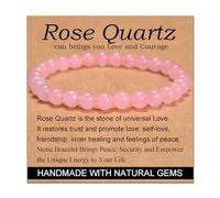 Rose Quartz - Love and Courage - Handmade Yoga Stretch Elastic Bracelet Natural Stone Crystal Healing Power Energy Gifts for Unisex Adult 6mm