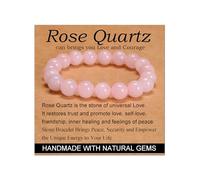 Rose Quartz - Love and Courage - Handmade Yoga Stretch Elastic Bracelet Natural Stone Crystal Healing Power Energy Gifts for Unisex Adult 10mm