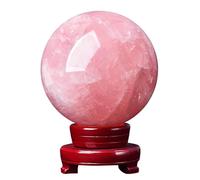 Rose Quartz Magic Crystal Ball Ornament Sphere + Base,11cm