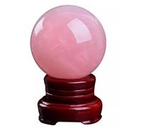 Rose Quartz Magic Crystal Ball with Stand for Home Decor Divination Witchcraft Fortune Telling Precious Gifts for Family and Friends,80mm