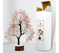 Rose Quartz Natural Healing Premium Crystal Bonsai Feng Shui Fortune Money Tree of Life for Home Office Decor (Gift Box Ready,10-12 Inch)