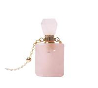 Rose Quartz Pendant Necklace for Women Girls Essential Oil Diffuser Crystal Gemstone Pendulum Perfume Bottle with 18K Gold Plated Long Chain 27" Sauqre Pendant