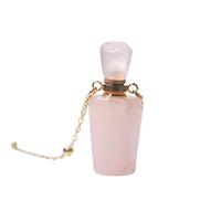 Rose Quartz Pendant Necklace for Women Girls Essential Oil Diffuser Crystal Gemstone Pendulum Perfume Bottle with 18K Gold Plated Long Chain 27" Bottle Pendant