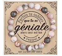 Rose Quartz Pink Zebra Jasper Inspirational Bracelet Life is Tough But So Are You Healing Stone Beaded Bracelet with Heart Charm for Women (4)