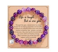 Rose Quartz Pink Zebra Jasper Inspirational Bracelet Life is Tough But So Are You Healing Stone Beaded Bracelet with Heart Charm for Women (12)