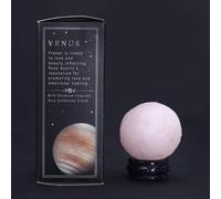 Rose Quartz Planet on Solar Goldstone Stand (VENUS) - 40mm Venus Gemstone Planet for Love, Beauty, Art & Abundance - Crystal Healing Sphere with Heart Chakra Energy for Emotional Healing & Peace