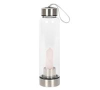 Something Different Rose Quartz Purifying Glass Water Bottle, Pink