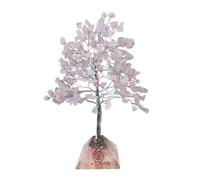Rose Quartz Pyramid Crystal Tree - Handmade Healing Gemstone Bonsai Tree with 300 Chips on Silver Wire & Pyramid Base - Reiki, Meditation & Feng Shui Home Décor - Spiritual Gift for Love & Positivity