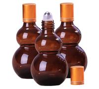 Rose Quartz Roller Ball Bottle, 3PCS Refillable Amber Glass Bottles For Castor Oil, Light-blocking Glass Oil Roller Bottles 30ML