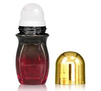 Rose Quartz Roller Waisted Bottles for Essential Oils,30ml Refillable Amber Glass Roll On Bottles with Natural Crystal Roller Balls, Leak-Proof Travel Perfume Bottle with Gold Caps